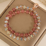 Buddha Stones Strawberry Quartz White Crystal Money Bag Charm Positive Bracelet Bracelet BS 11