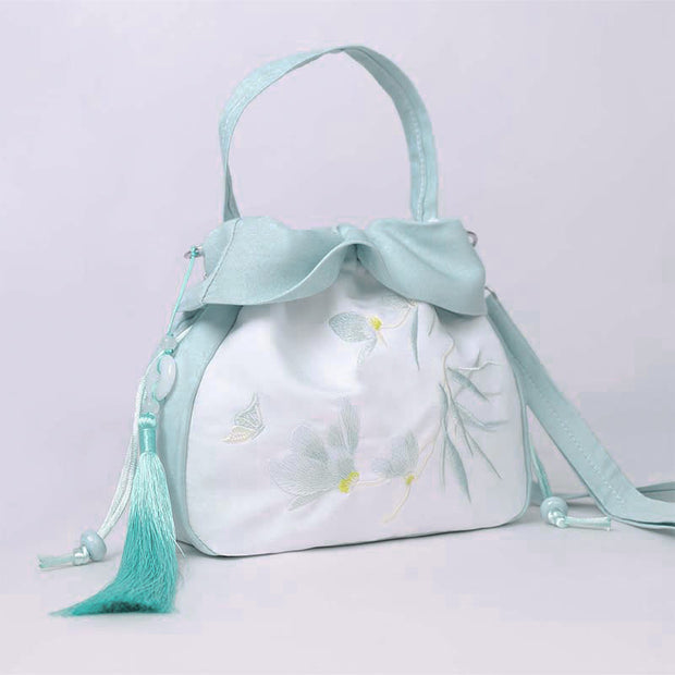 Buddha Stones Suzhou Embroidery Lotus Epiphyllum Magnolia Cotton Linen Tote Crossbody Bag Shoulder Bag Handbag 15
