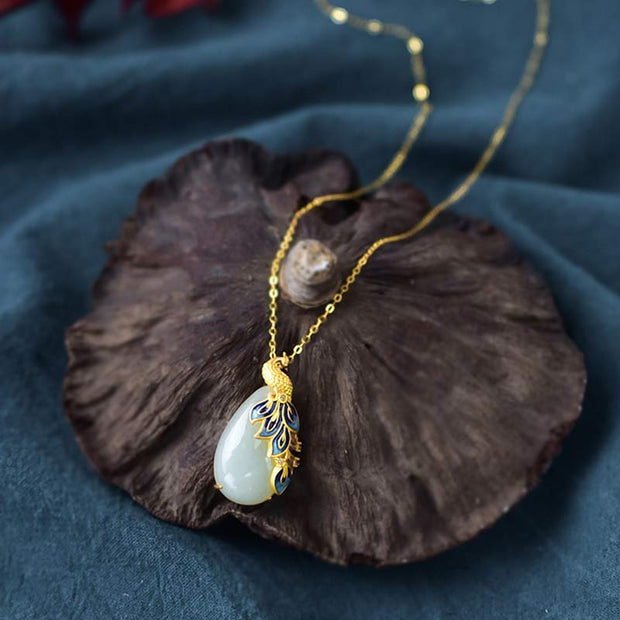 Buddha Stones Jade Peacock Copper Prosperity Necklace Pendant (Extra 30% Off | USE CODE: FS30) - Jade (Prosperity ♥ Abundance) - image 0