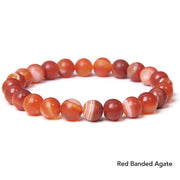 Natural Agate Stone Crystal Balance Beaded Bracelet Bracelet BS Red Banded Agate