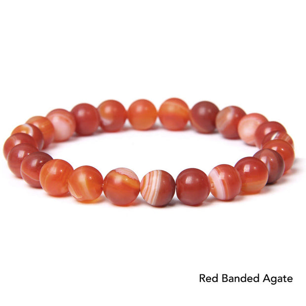 Natural Agate Stone Crystal Balance Beaded Bracelet Bracelet BS Red Banded Agate