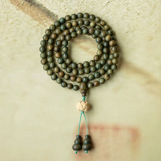 Buddha Stones 108 Mala Beads Green Sandalwood Boxwood Lotus Positive Bracelet (Extra 35% Off | USE CODE: FS35) - 6mm - image 5