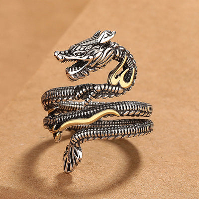 FREE Today: Cleanse The Aura Vintage Dragon Pattern Copper Strength Ring