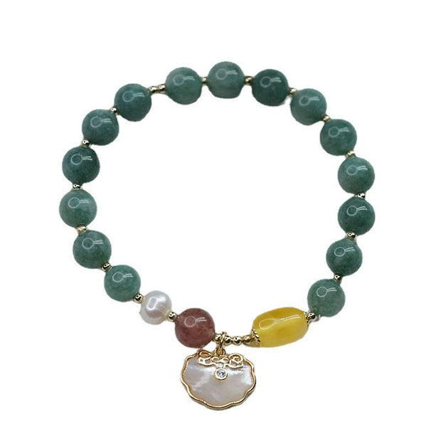 Buddha Stones Jade Sea shell Ruyi Lock Luck Bracelet Bracelet BS 7