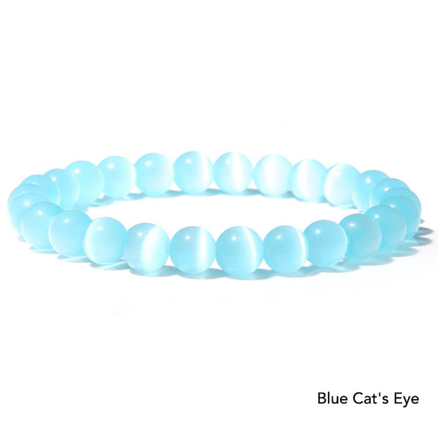 Natural Agate Stone Crystal Balance Beaded Bracelet Bracelet BS Blue Cat's Eye