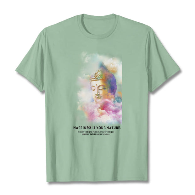 Buddha Stones Happiness Is Your Nature Tee T-shirt T-Shirts BS PaleGreen 2XL