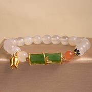 Buddha Stones Natural White Agate Jadeite Bamboo Beads Positivity Bracelet Bracelet BS 1