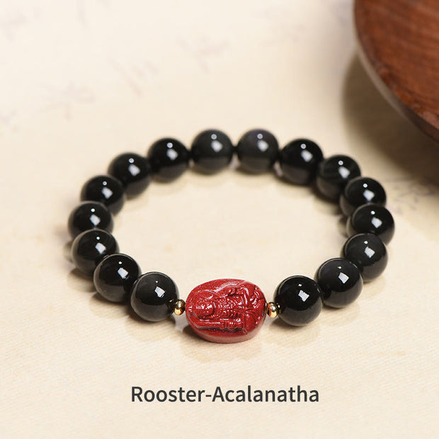 Buddha Stones Chinese Zodiac Natal Buddha Natural Black Obsidian Cinnabar Purification Bracelet (Extra 35% Off | USE CODE: FS35) - image 11