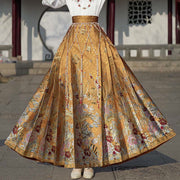 Buddha Stones Golden Flower Phoenix Embroidery Long Sleeve Shirt Top Chinese Hanfu Ming Dynasty Horse Face Skirt Mamianqun Skirt 11