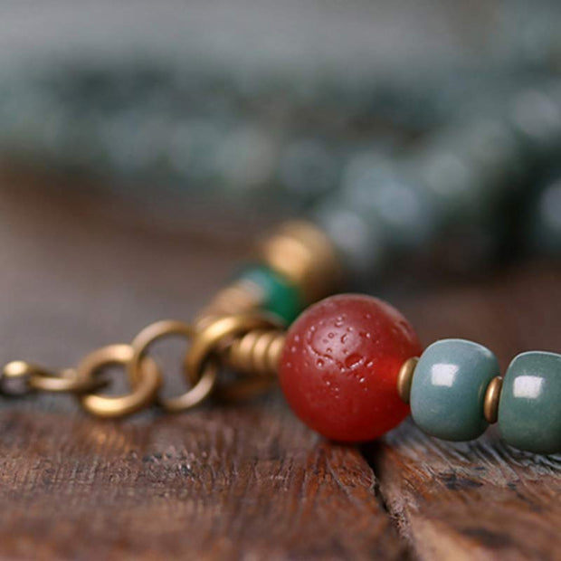 Buddha Stones 108 Mala Beads Bodhi Seed Dzi Bead Wisdom Bracelet