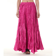 Buddha Stones Solid Color Loose Long Elastic Waist Skirt 98