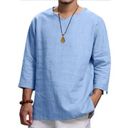 Buddha Stones Solid Color Three Quarter Sleeve Men's T-shirt
