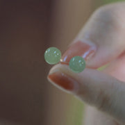 Buddha Stones Round Jade Beaded Luck Stud Earrings Earrings BS main