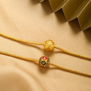 Buddha Stones Tibetan 18K Gold Om Mani Padme Hum Lucky Koi Fish Fu Character Ingot Copper Coin Peace Bracelet Bracelet BS 3