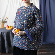 Buddha Stones Flowers Cotton Linen Jacket Shirt Chinese Northeast Style Winter Clothing 45