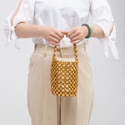 Buddha Stones Hand-woven Crude Wooden Beads Handbag Handbags BS 4