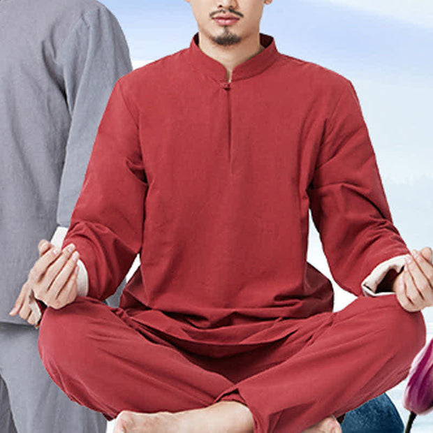 Buddha Stones Spiritual Zen Meditation Yoga Prayer Practice Cotton Linen Clothing Men's Set