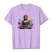 Buddha Stones Colorful Butterfly Flying Meditation Buddha Tee T-shirt T-Shirts BS Plum 2XL
