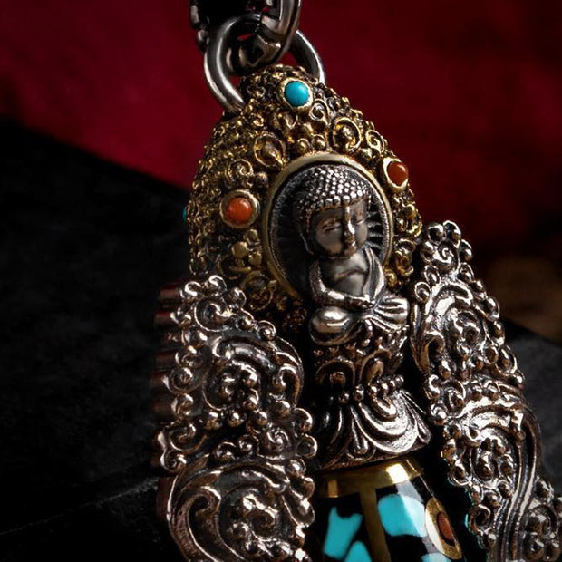 Buddha Stones Tibetan Nine-Eye Dzi Bead Turquoise Buddha Wealth Rotation Necklace (Extra 30% Off | USE CODE: FS30) - image 7