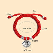 Buddha Stones 925 Sterling Silver Chinese Lock Charm Multicolored Red String Protection Handmade Braided Kids Bracelet