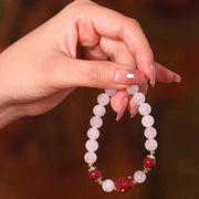Buddha Stones Natural Pink Crystal Cinnabar Nine Tailed Fox Love Bracelet Bracelet BS 6