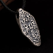 Buddha Stones Tibetan 925 Sterling Silver Om Mani Padme Hum Dorje Vajra Engraved Strength Necklace Pendant