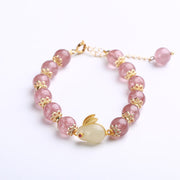 Buddha Stones 925 Sterling Silver Strawberry Quartz Year of the Rabbit Hetian Jade Moonstone Healing Bracelet (Extra 35% Off | USE CODE: FS35) - image 2