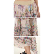 Buddha Stones Colorful Flowers Loose Mesh Tulle Skirt See-Through Design 18