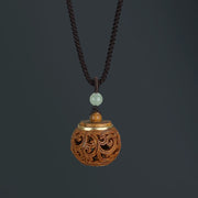 Buddha Stones Tibet Green Sandalwood Rosewood Om Mani Padme Hum Lotus Positive Soothing Necklace Pendant