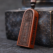 Buddha Stones Lightning Struck Jujube Wood Taoist Five Thunder Order Luck Protection Necklace Pendant