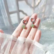 Buddha Stones Round Jade Bead Prosperity Earrings Earrings BS 6