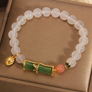 Buddha Stones Natural White Agate Jadeite Bamboo Beads Positivity Bracelet