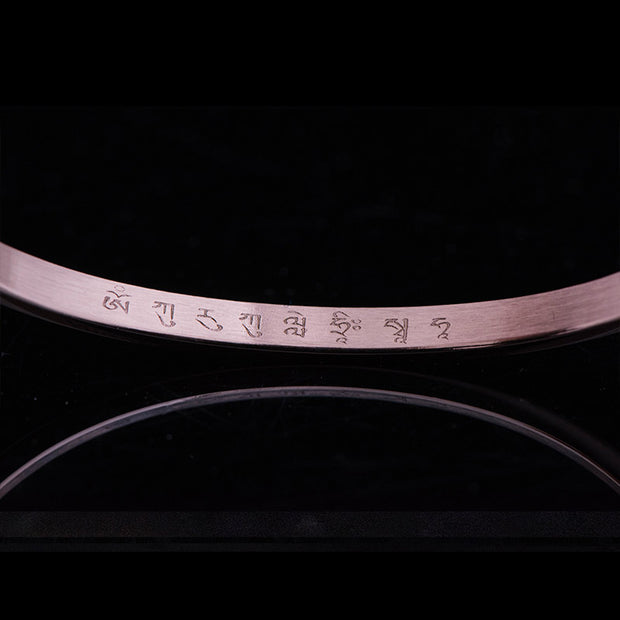 Buddha Stones Six True Words Engraving Titanium Steel Blessing Protection Bracelet