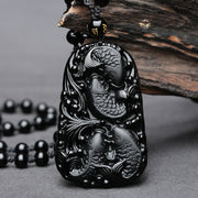 FREE Today: Attract Wealth And Abundance Black Obsidian Koi Fish Necklace Pendant FREE FREE Koi Fish(Luck♥Prosperity)