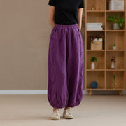Buddha Stones Ramie Linen Flexible Waistband Yoga Harem Pants With Pockets Harem Pants BS 4