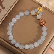 Buddha Stones Aquamarine Cat's Eye Healing Butterfly Pearl Charm Bracelet