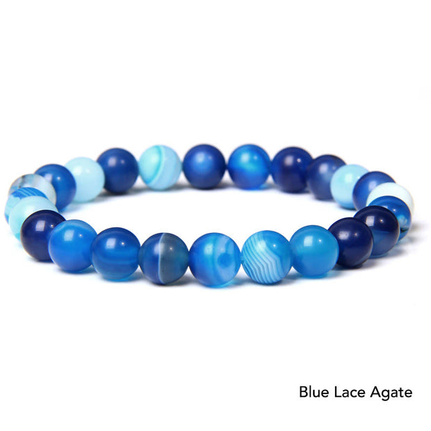 Natural Agate Stone Crystal Balance Beaded Bracelet Bracelet BS Blue Lace Agate