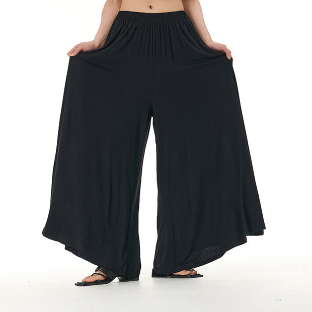 Buddha Stones Solid Color Loose Modal Wide Leg Pants With Pockets 2