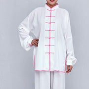 Buddha Stones Meditation Zen Prayer Spiritual Tai Chi Qigong Practice Unisex Embroidery Clothing Set (Extra 30% Off | USE CODE: FS30) - White + Pink Edge Long Sleeve - US12，UK/AU16，EU44 (2XL) - image 14