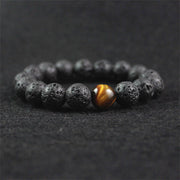 Buddha Stones Lava Rock Tiger Eye Stone Peace Healing Bracelet