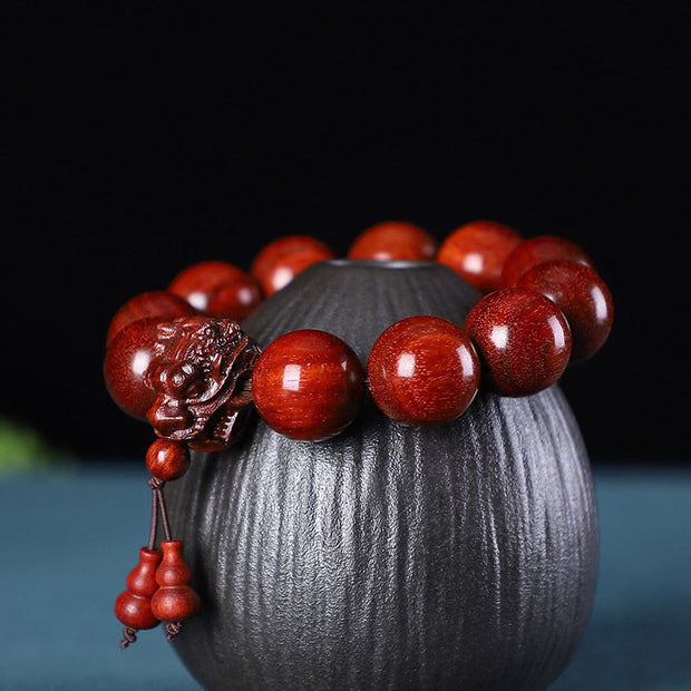 FREE Today: Maintain Healing Energy Rosewood Dragon Carved Protection Bracelet
