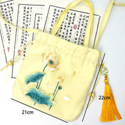 Buddha Stones Lotus Peony Epiphyllum Phoenix Suzhou Embroidery Cotton Linen Tote Crossbody Bag Shoulder Bag Handbag 17