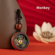 Buddha Stones Year Of The Dragon Hand Painted Chinese Zodiac Rosewood Carved Calm Key Chain (Extra 30% Off | USE CODE: FS30) Key Chain BS Monkey
