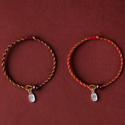 Buddha Stones Handcrafted Red Gold Rope Lotus Peace And Joy Charm Braid Bracelet Bracelet BS 19