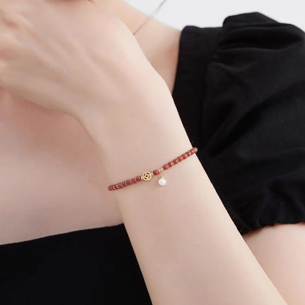 FREE Today: Keep Calm 14K Gold Plated Copper Red Agate Copper Coin Confidence Bracelet