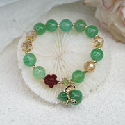 Buddha Stones Natural Red Agate Green Agate Gourd Cinnabar Flower Beads Confidence Bracelet 5