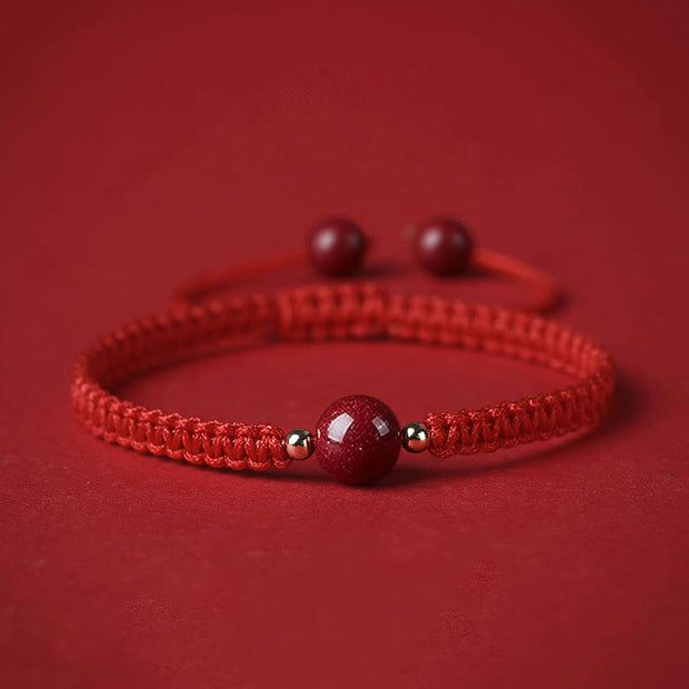 Buddha Stones Lucky Cinnabar Bead Blessing Red String Bracelet Bracelet BS Red(Wrist Circumference 14-18cm)