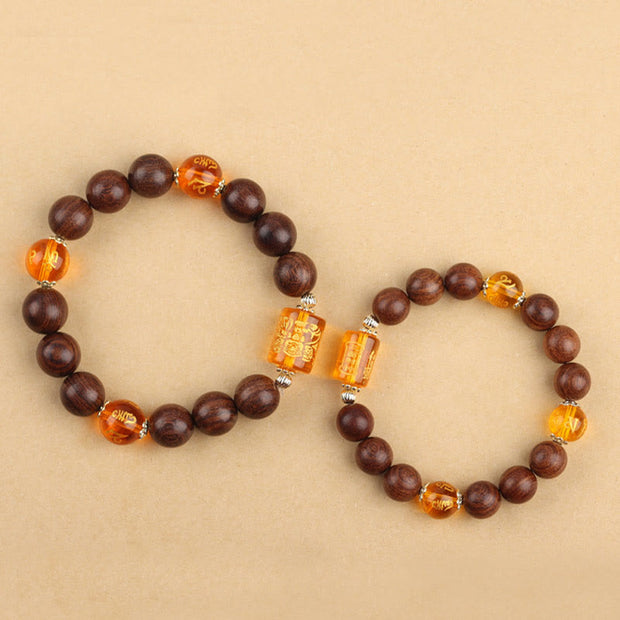 Buddha Stones Natural Phoebe Zhennan Wood Om Mani Padme Hum God Of Wealth Crystal Protection Bracelet (Extra 40% Off | USE CODE: FS40) - image 1