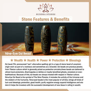 Buddha Stones Nine-Eye Dzi Bead Red Agate Wealth Health Necklace