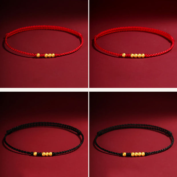 Buddha Stones 999 Gold Beads Luck Braided Protection Couple Bracelet Bracelet BS 15